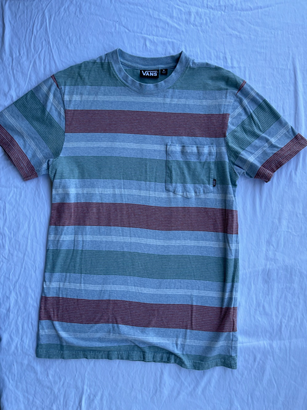 Vans M Men's Striped Short Sleeve Tee - Blue, Green & Red